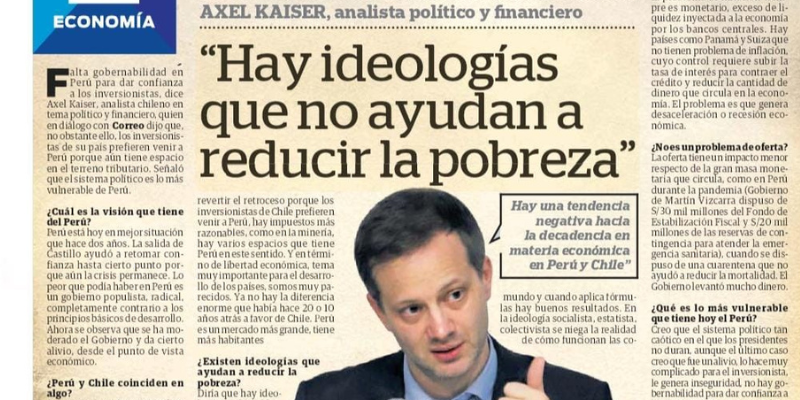 Axel Kaiser: «Hay ideologías que no ayudan a reducir la pobreza»