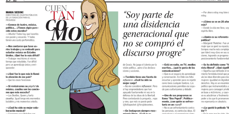 Mara Sedini en El Mercurio: «Soy parte de una disidencia generacional que no se compró el discurso progre»