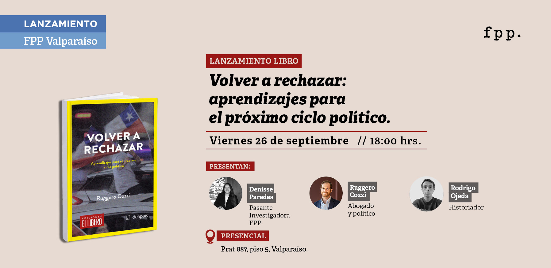 FPP Valparaíso | Lanzamiento del libro «Volver a rechazar» de Ruggero Cozzi.