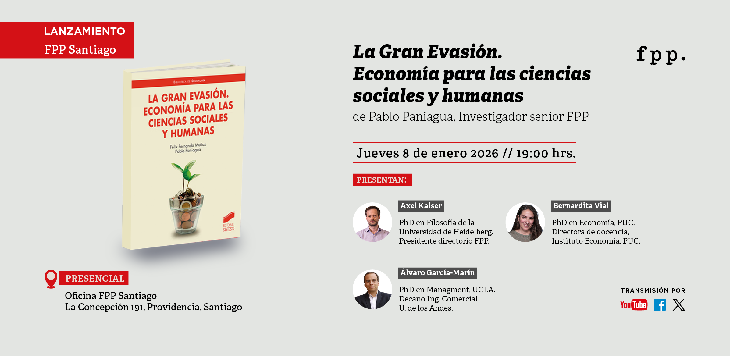 Lanzamiento | Nuevo libro de Pablo Paniagua: «La Gran Evasión. Economía para las ciencias sociales y humanas»