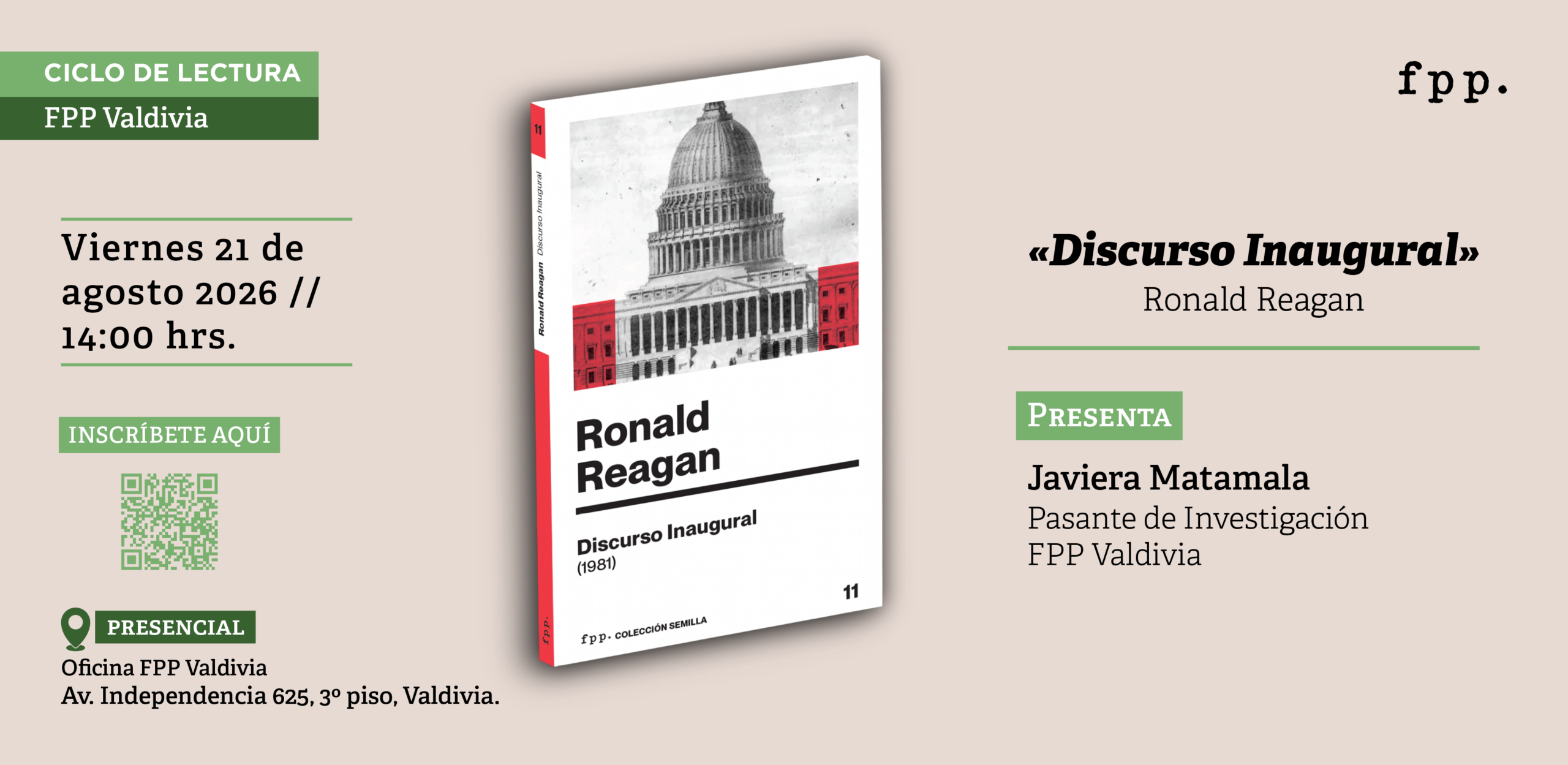 FPP Valdivia |  Ciclo de lectura: Colección semilla «Discurso inaugural» de Ronald Reagan